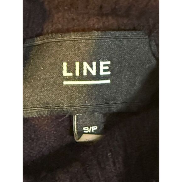 LINE Knitwear 100% Cashmere Turtleneck Sweater Dark Purple Small/P Thumb Holes - Picture 2 of 9